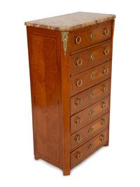 A Louis XVI Style Marble Top Semanier