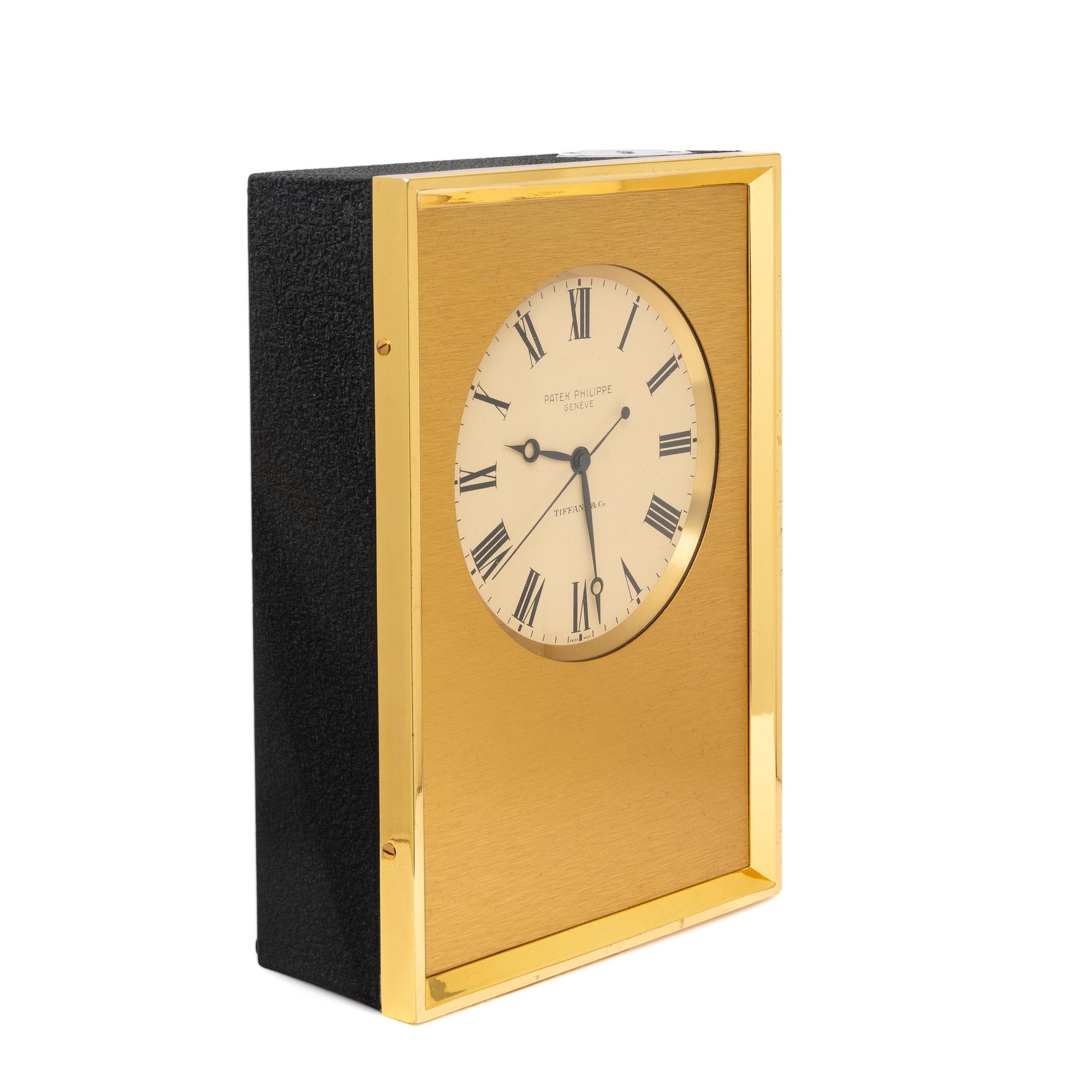 Patek Philippe for Tiffany & Co., Ref. E1200, Gilt Aluminum 'Naviquartz' Table Clock
