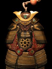 A Large Japanese Gold, Red and Black Lacquer Three-Case Inro