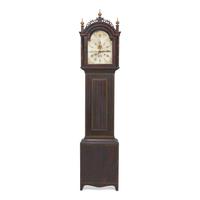 A Federal Faux-Grained and Decorated Wood Tall Case Clock