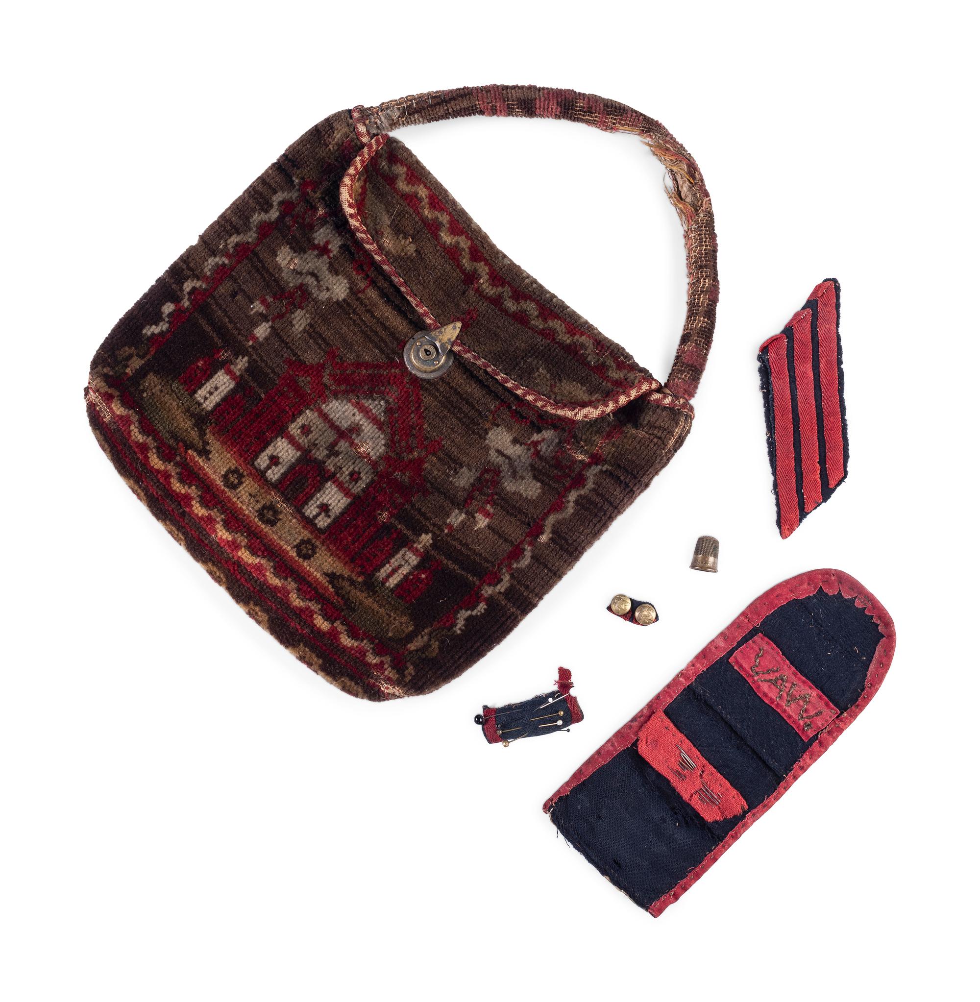 [CIVIL WAR]. Carpet bag containing artilleryman's personal effects.