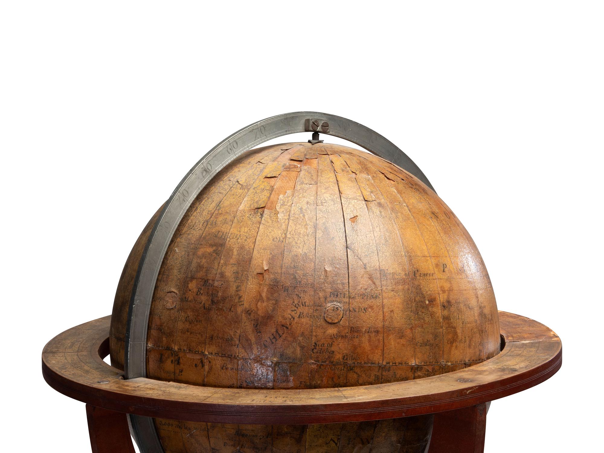 A Lacquered Paper on Wood Tabletop Terrestrial Globe