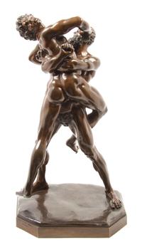 A Cast Metal Figural Group Height 23 3 5/8 inches.