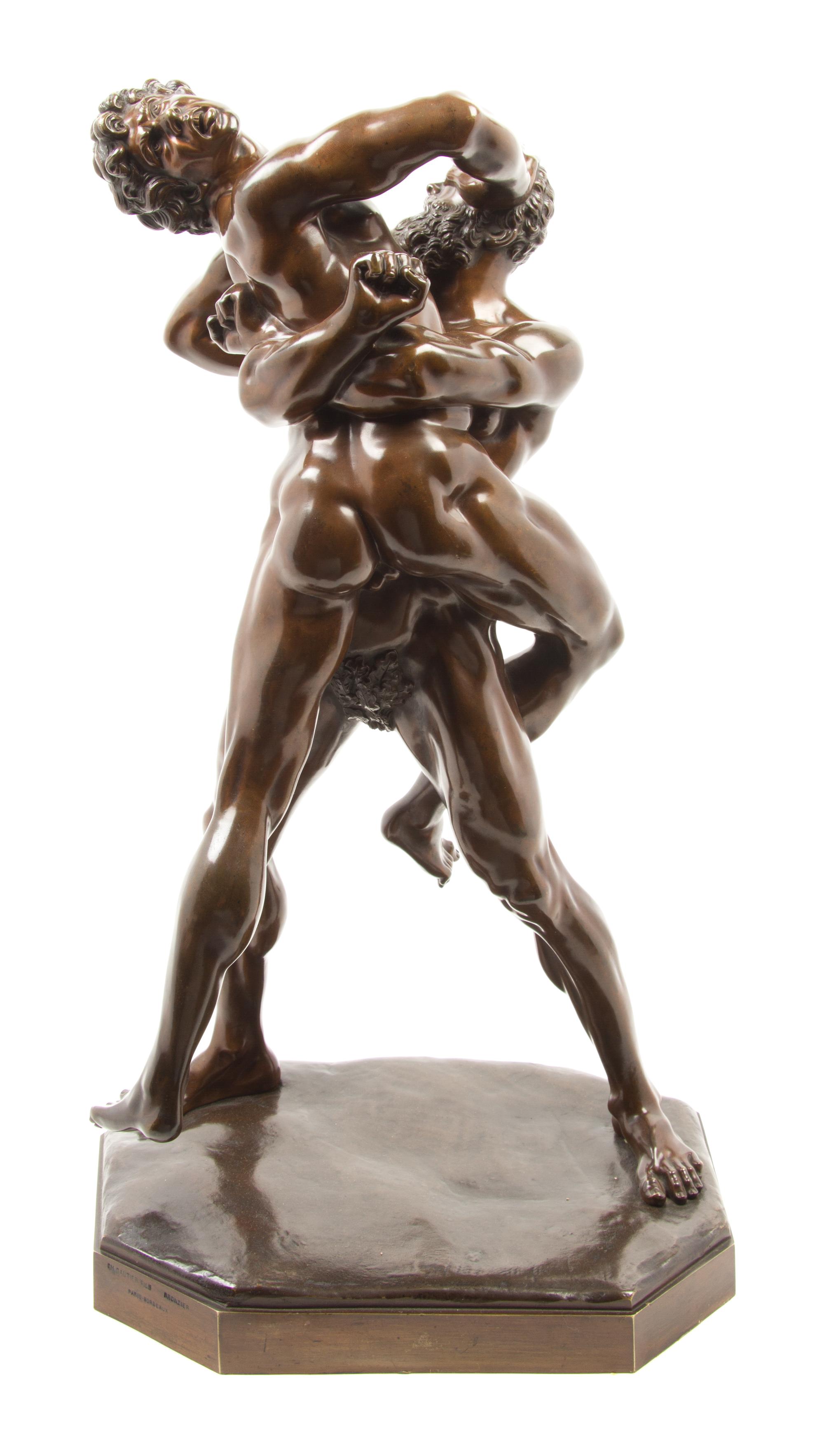 A Cast Metal Figural Group Height 23 3 5/8 inches.