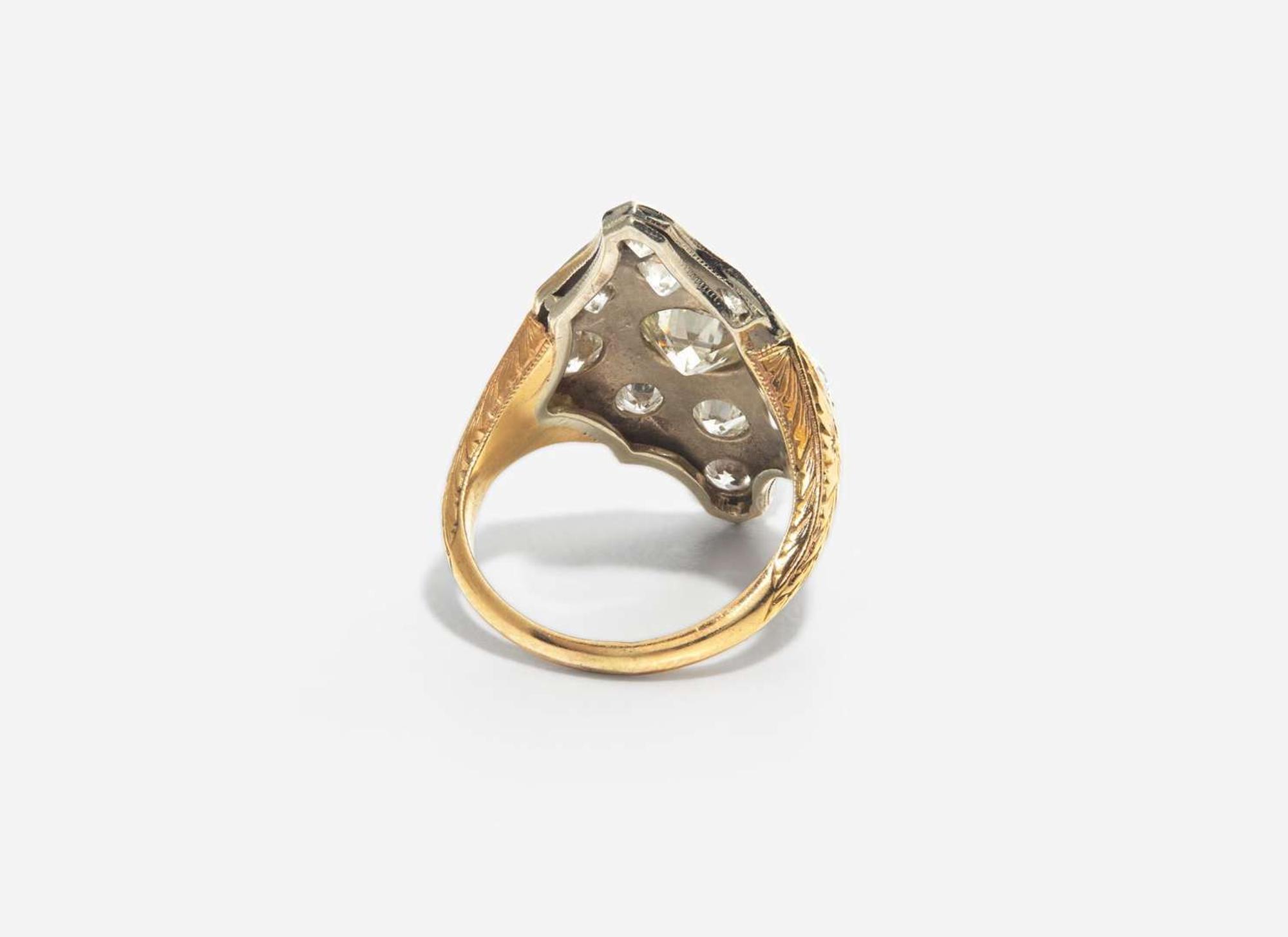 A Ladies Art Deco 14K Gold and Diamond Ring