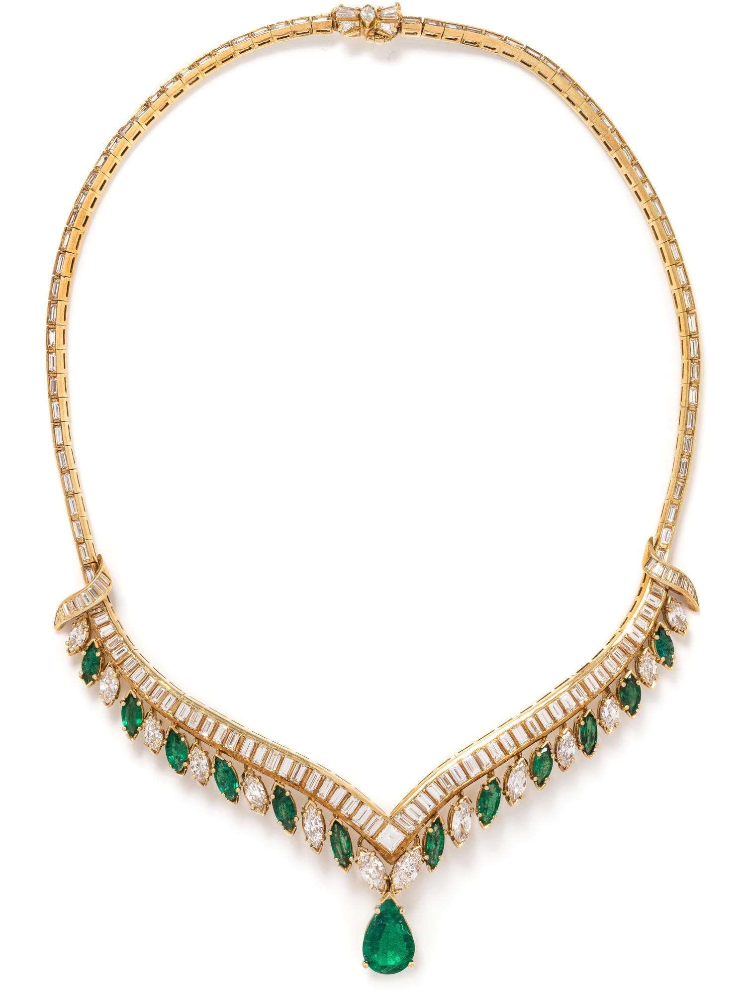 EMERALD AND DIAMOND COLLAR NECKLACE