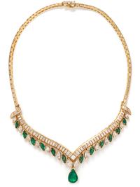 EMERALD AND DIAMOND COLLAR NECKLACE