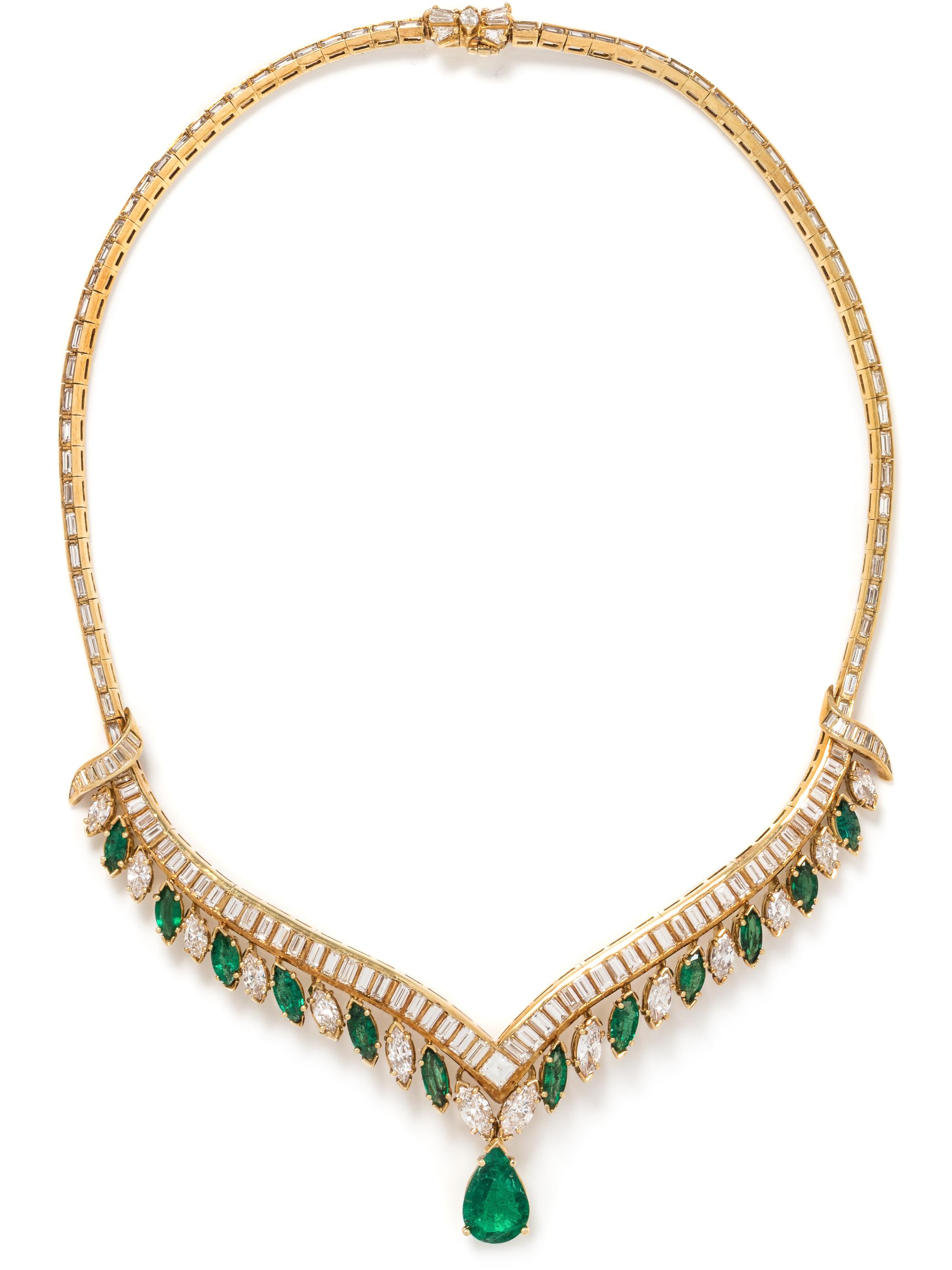 EMERALD AND DIAMOND COLLAR NECKLACE