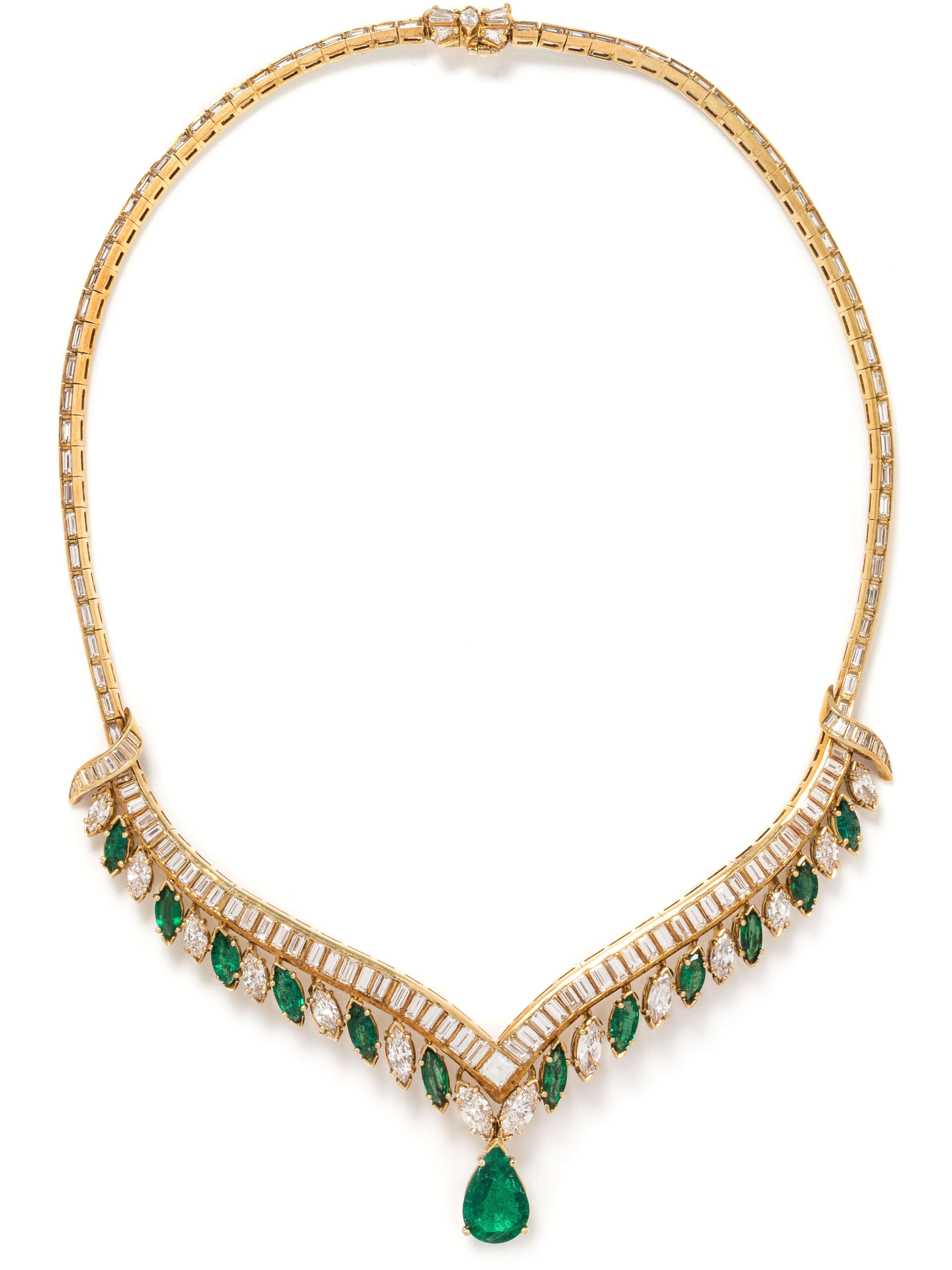 EMERALD AND DIAMOND COLLAR NECKLACE