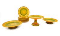 An English Majolica Basketweave Dessert Service