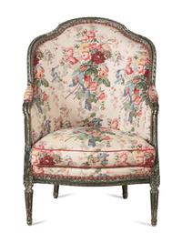 A Louis XVI Style Green-Painted Bergère