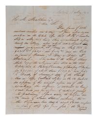 [ENSLAVEMENT]. Letter regarding the sale of 22 named enslaved persons, with legal implications. 1846.
