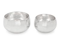 Two Silvered-Metal Hammered Vases