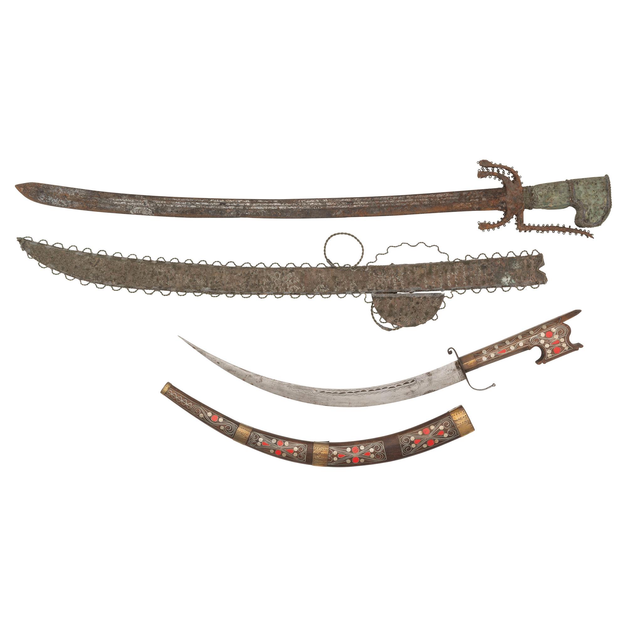 Lot of 2 Nimchas Including: Heavily Decorated Palache Style Sword