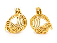 A Pair of 18 Karat Yellow Gold Earclips,
