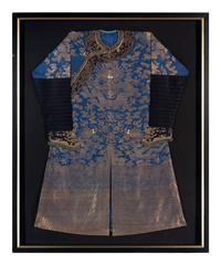A Chinese Blue Ground Woven Dragon Robe, Jifu