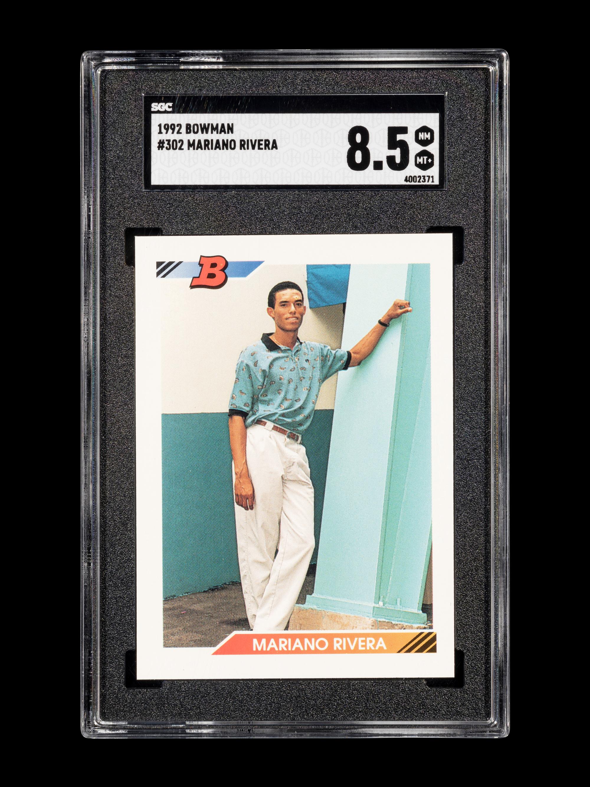 A 1992 Bowman Mariano Rivera Rookie Baseball Card No. 302 (SGC 8.5 NM-MT+)