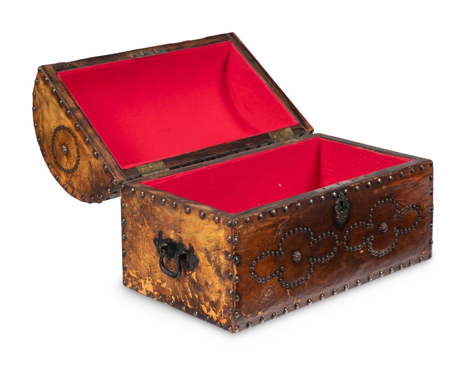 A Leather-Clad and Nailhead-Decorated Box