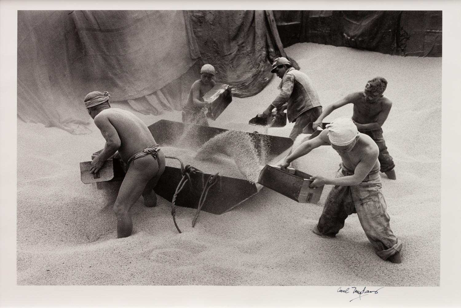 A group of four photographs ( Ministers Meeting, Rome, 1940; Preparing the Land to Plant Rice , 1949; Unloading Rice at Kobe , 1949; Bricks for Building, Greenbelt, MD, c. 1939)