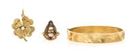 A Collection of 14 Karat Yellow Gold Jewelry, 17.00 dwts.