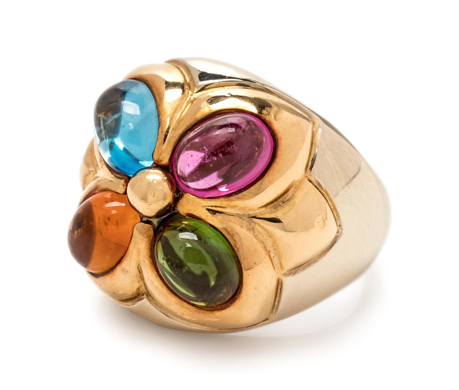 An 18 Karat Yellow Gold and Multigem Ring, Bvlgari