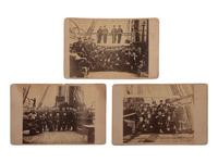 [CIVIL WAR]. KLAUSER, William, photographer. A group of 3 CDVs of Russian crews aboard identified warships that helped secure Union Harbors, incl. Variag , Osliaba , and Almaz . New York, n.d.