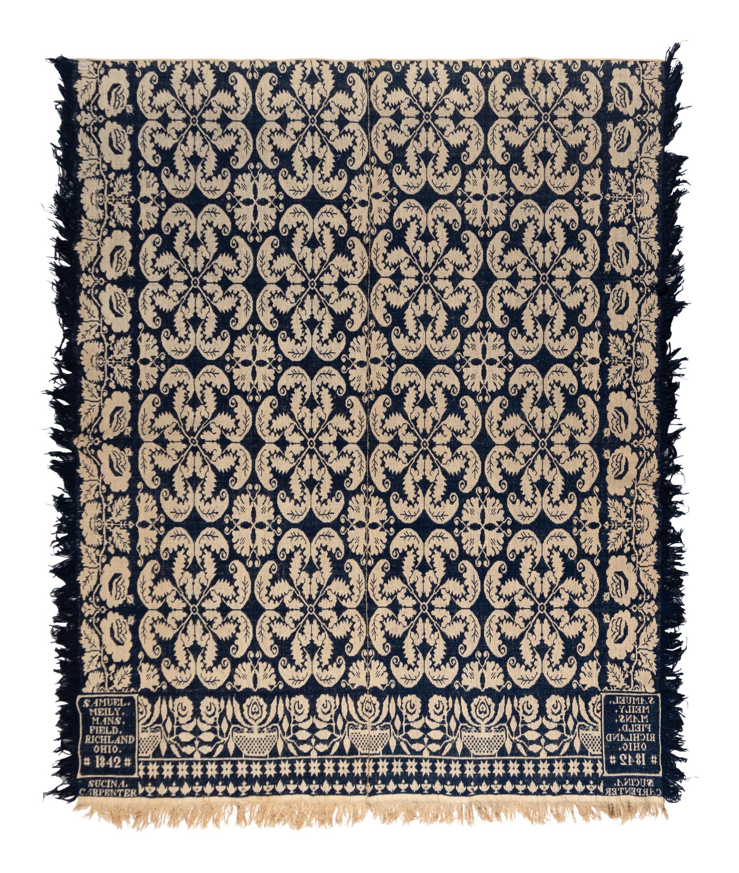Two Cotton and Wool Jacquard Coverlets