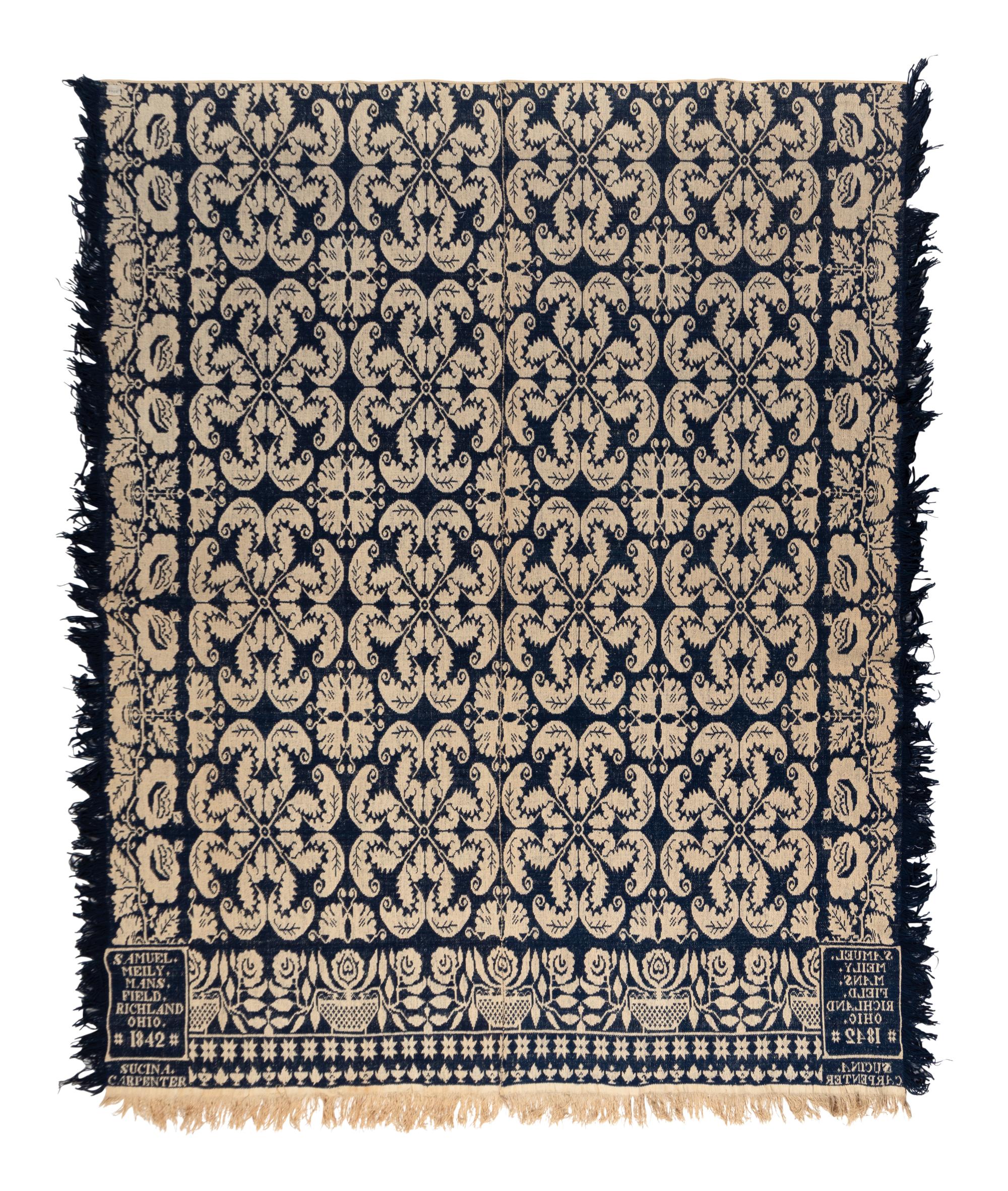 Two Cotton and Wool Jacquard Coverlets