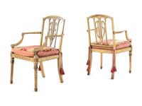 A Pair of George III Painted Armchairs