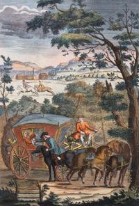 A Set of Five English Handcolored Steel Engravings — 18TH CENTURY