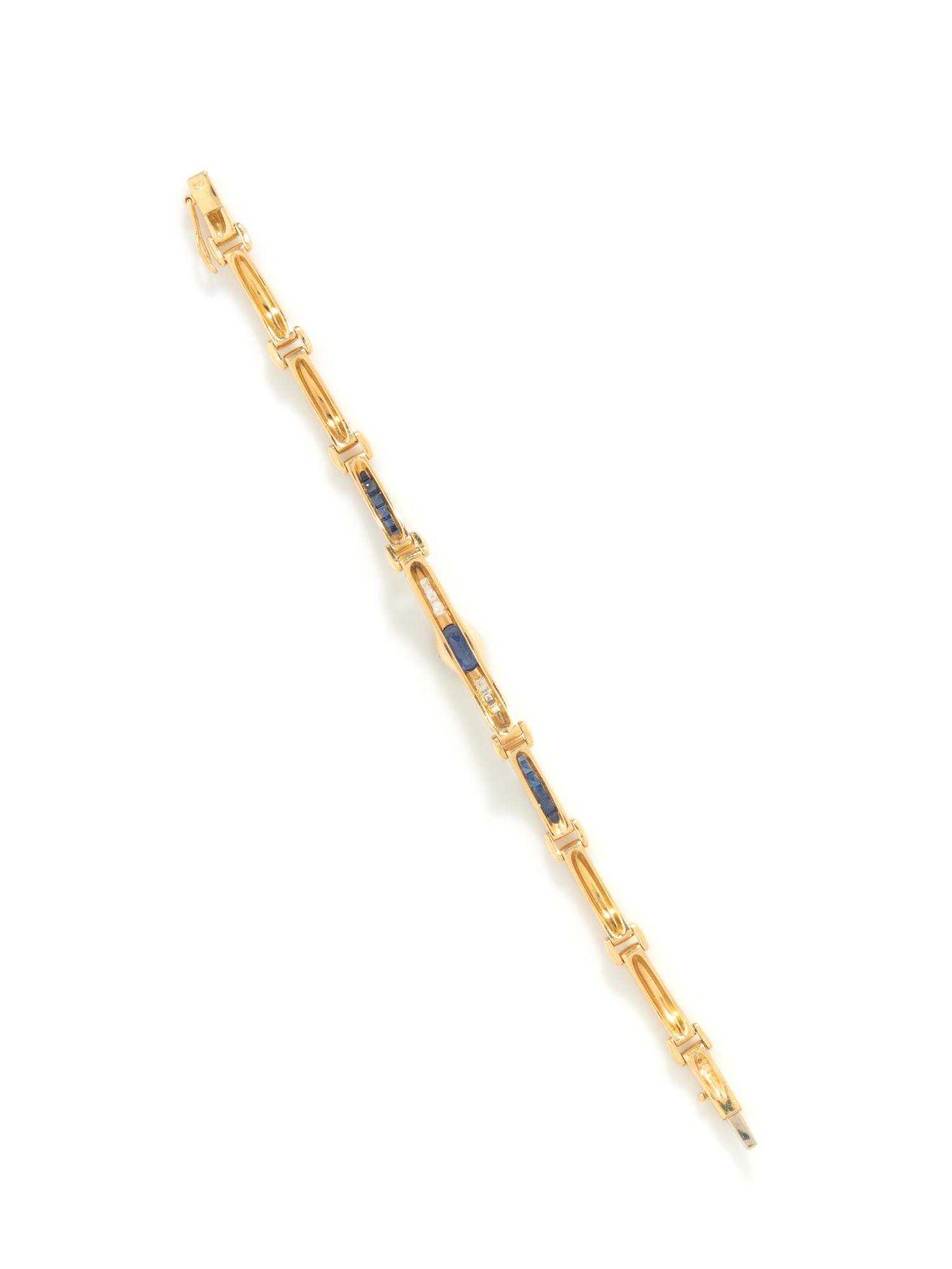 YELLOW GOLD, SAPPHIRE, AND DIAMOND BRACELET