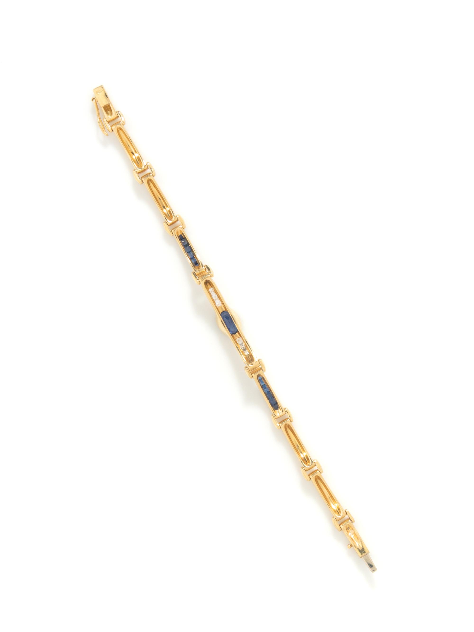 YELLOW GOLD, SAPPHIRE, AND DIAMOND BRACELET