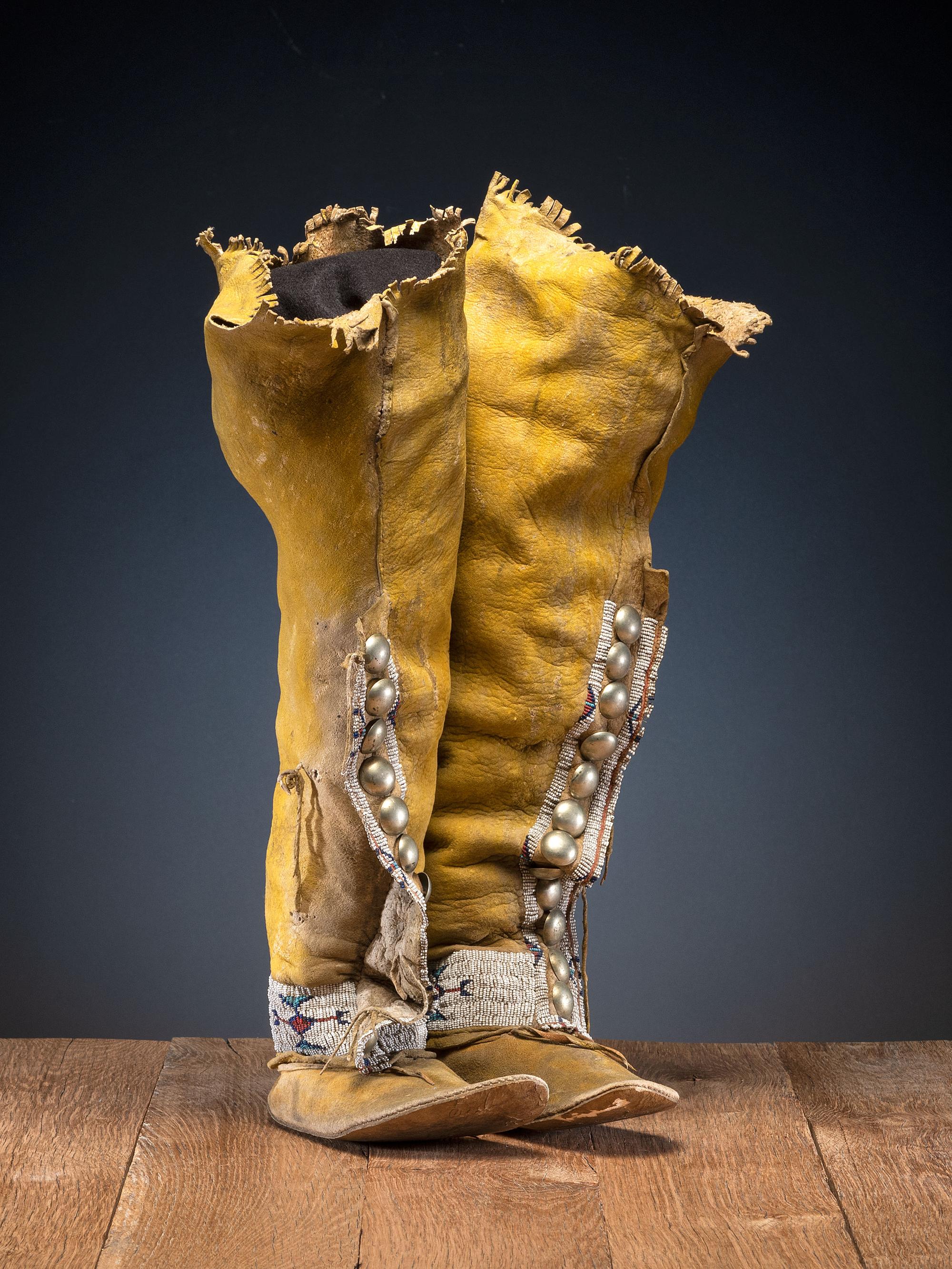 Comanche Beaded Hide Boot Moccasins