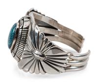 Navajo Sterling Silver and #8 Turquoise Cuff Bracelet