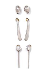GEORG JENSEN, COLLECTION OF STERLING SILVER EARCLIPS