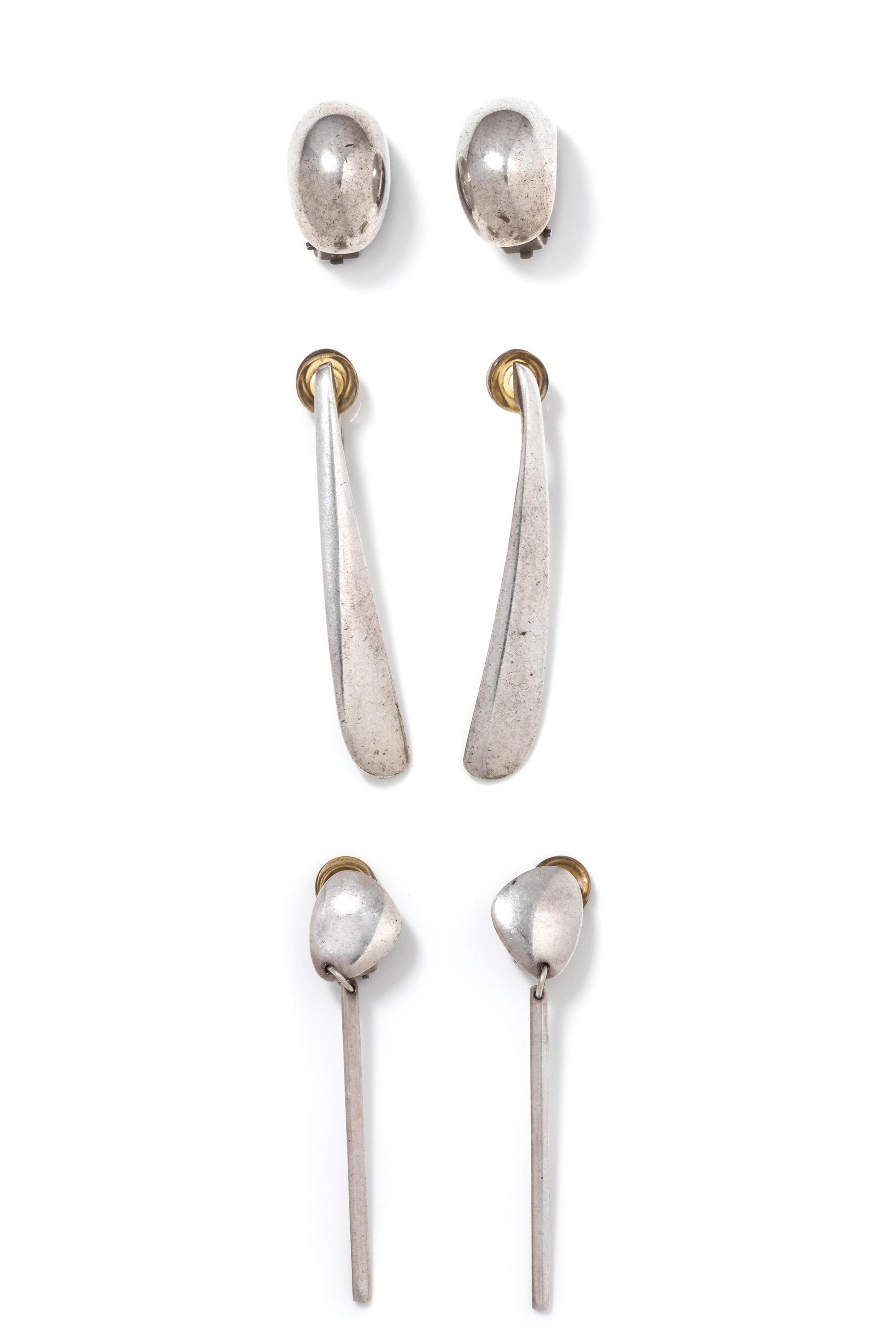 GEORG JENSEN, COLLECTION OF STERLING SILVER EARCLIPS