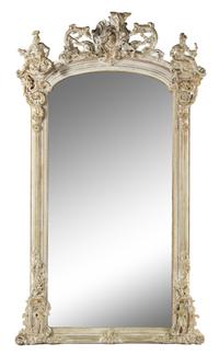 A Rococo Style Cerused Wood and Composition Pier Mirror Height 94 x width 52 inches. — 20TH CENTURY