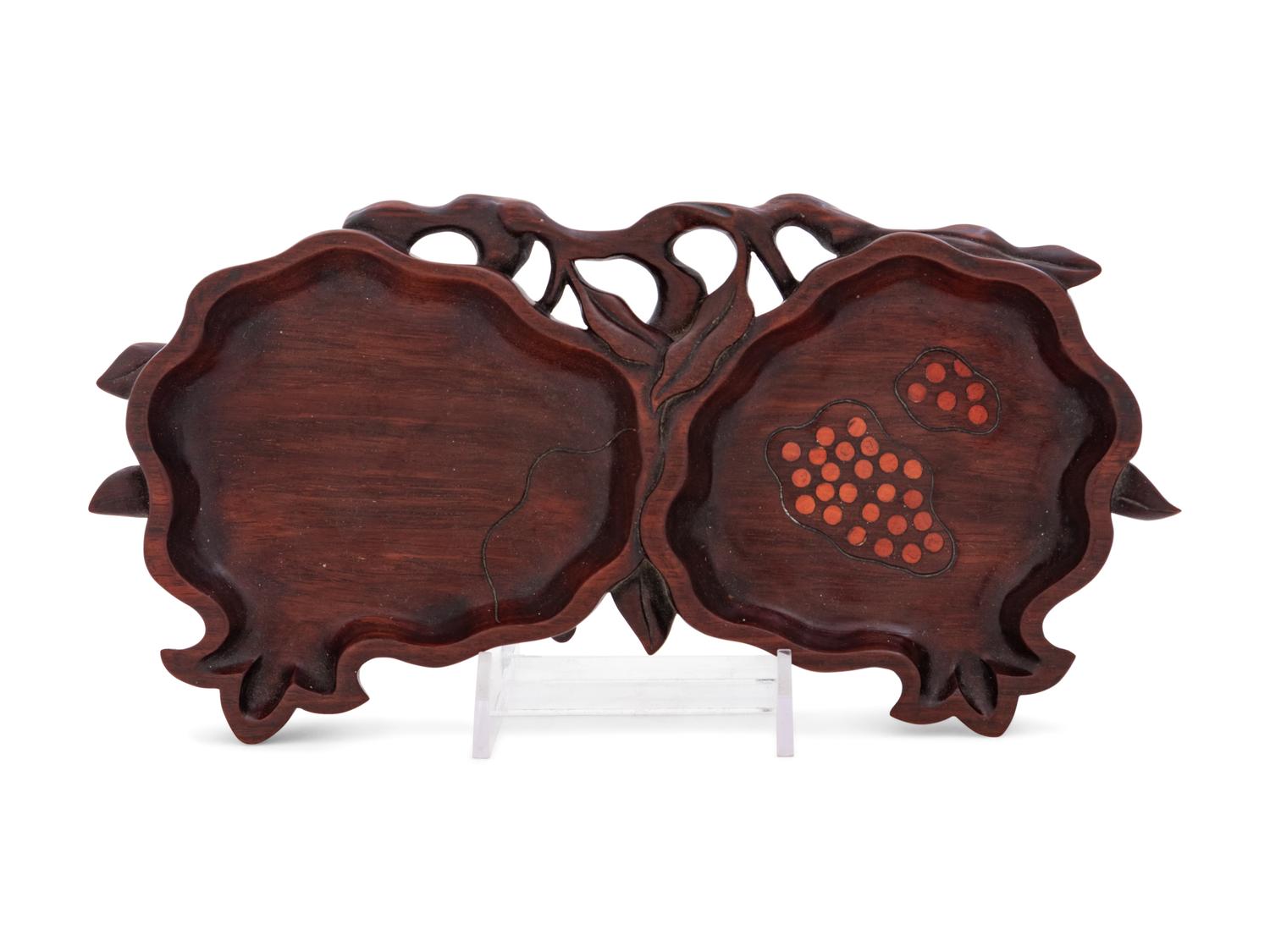 A Chinese Carved Hardwood Double-Dish