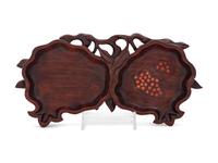 A Chinese Carved Hardwood Double-Dish