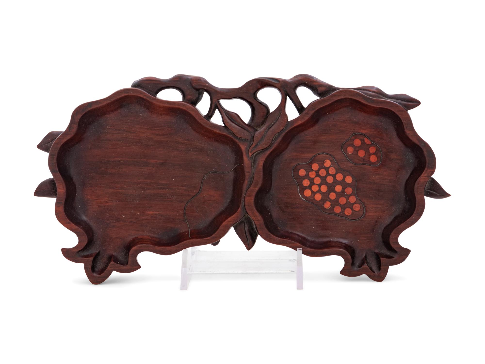 A Chinese Carved Hardwood Double-Dish