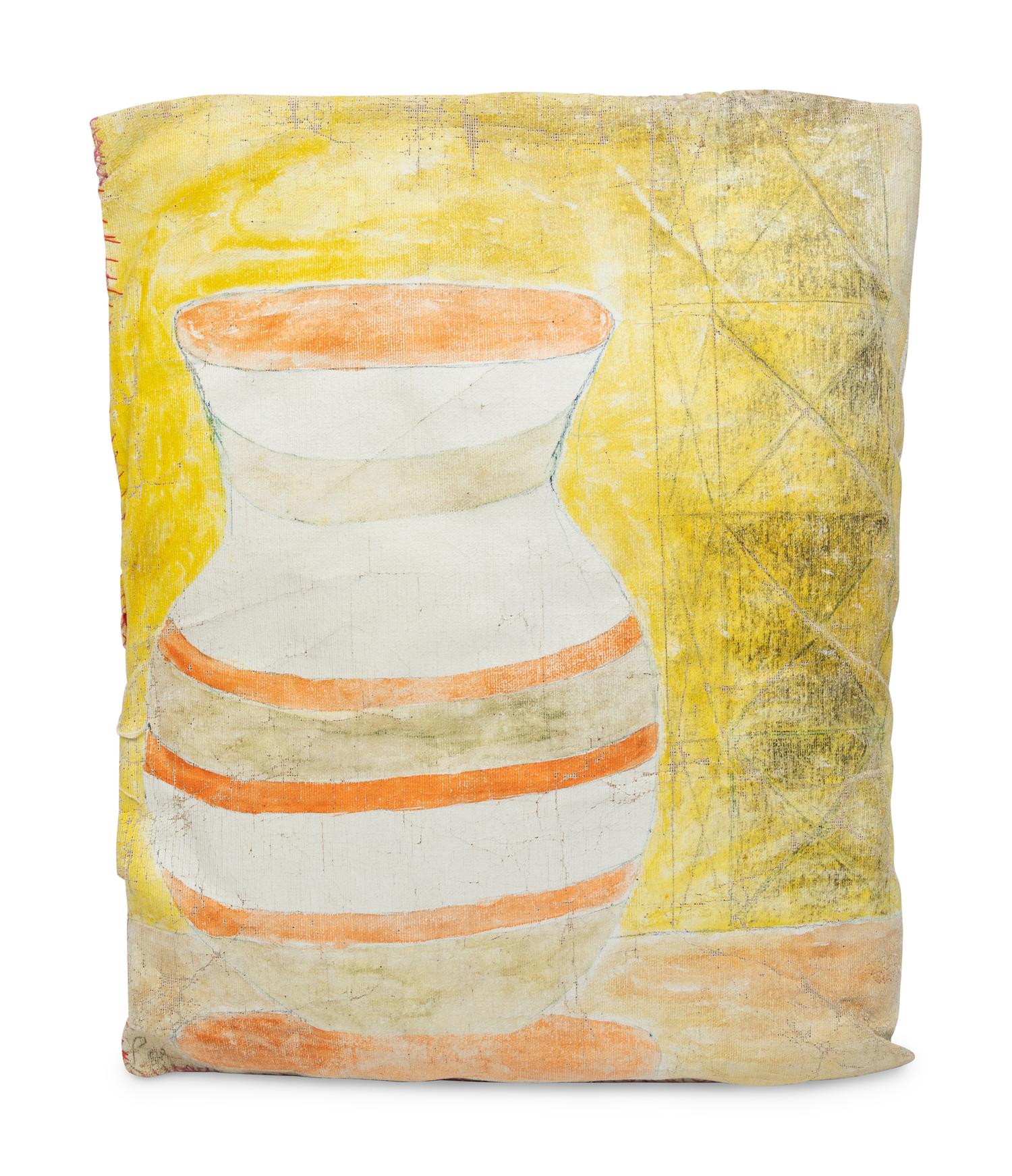 Man and Vase (two-sided pillow painting)