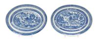 A Pair of Nanking Porcelain Platters, Width 12 1/4 inches.