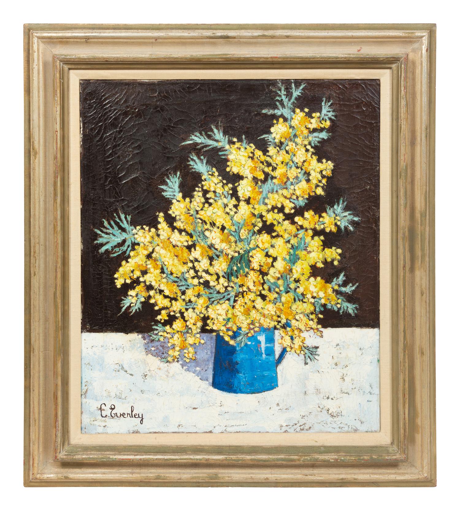 Peaches in a Blue and White Bowl , 1976, and Yellow Gorse in a Blue Pitcher (two works)