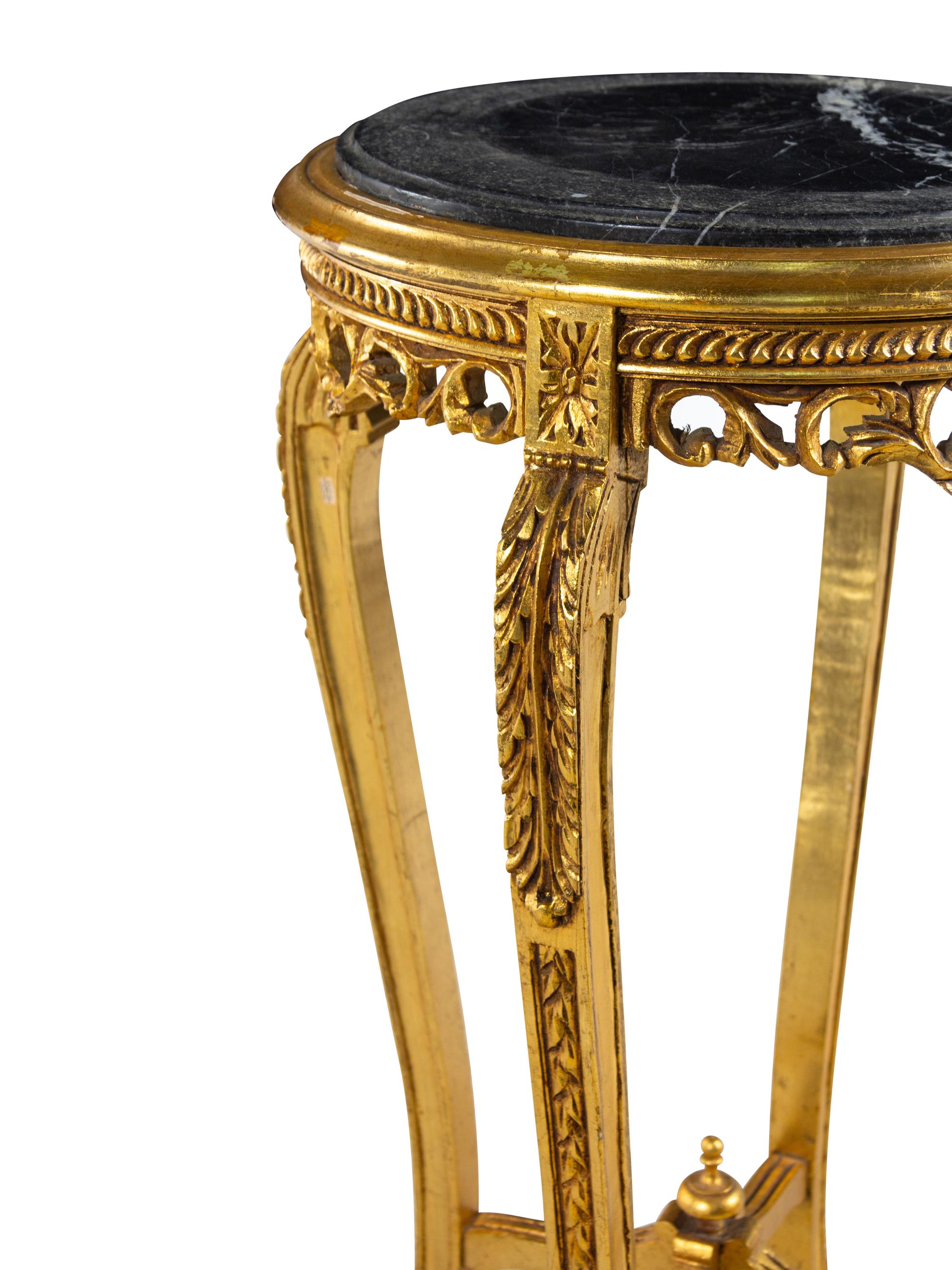 A Louis XVI Style Giltwood Marble-Top Jardinière Stand