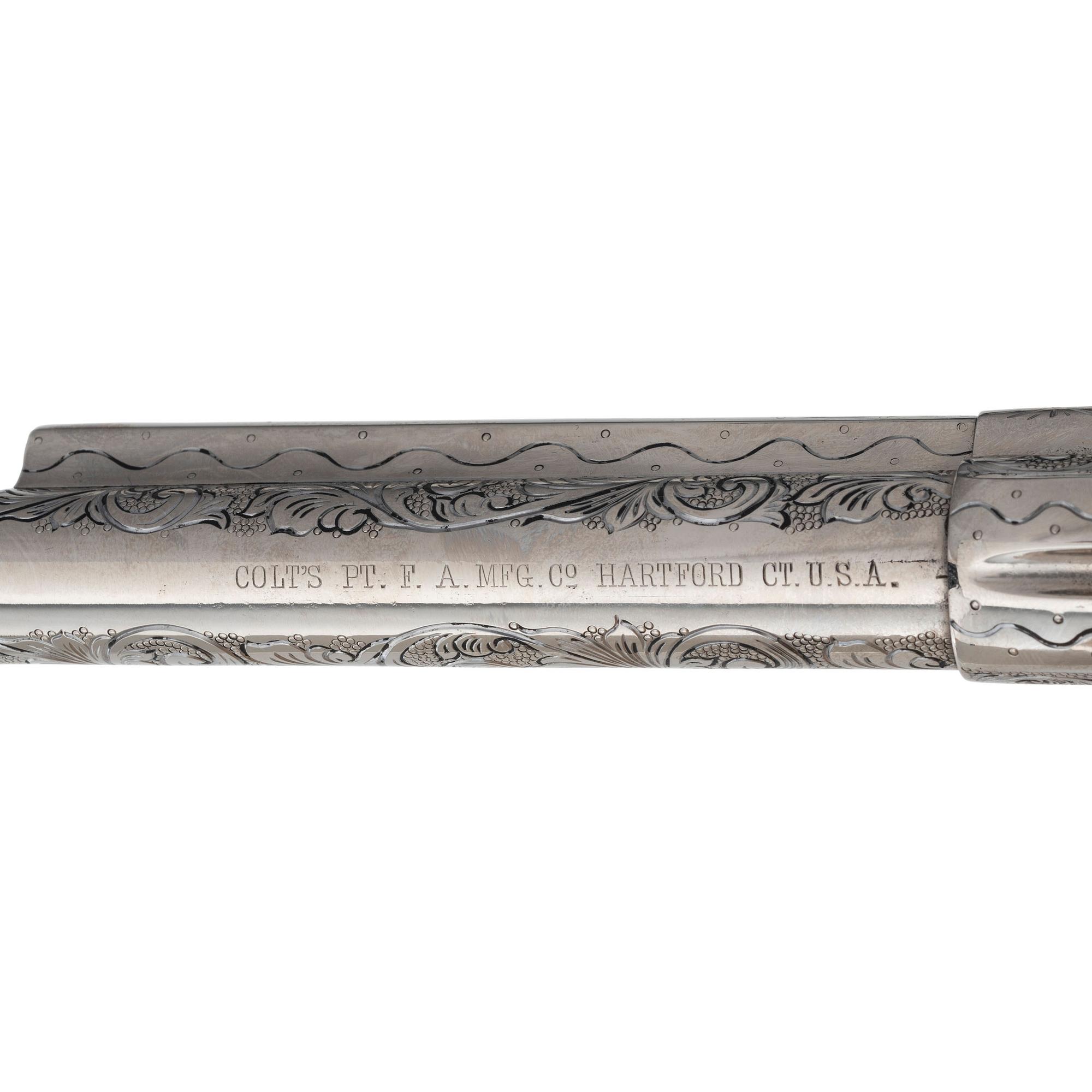 Professionally Restored and Engraved Nickel Plated Colt Single Action Army Revolver