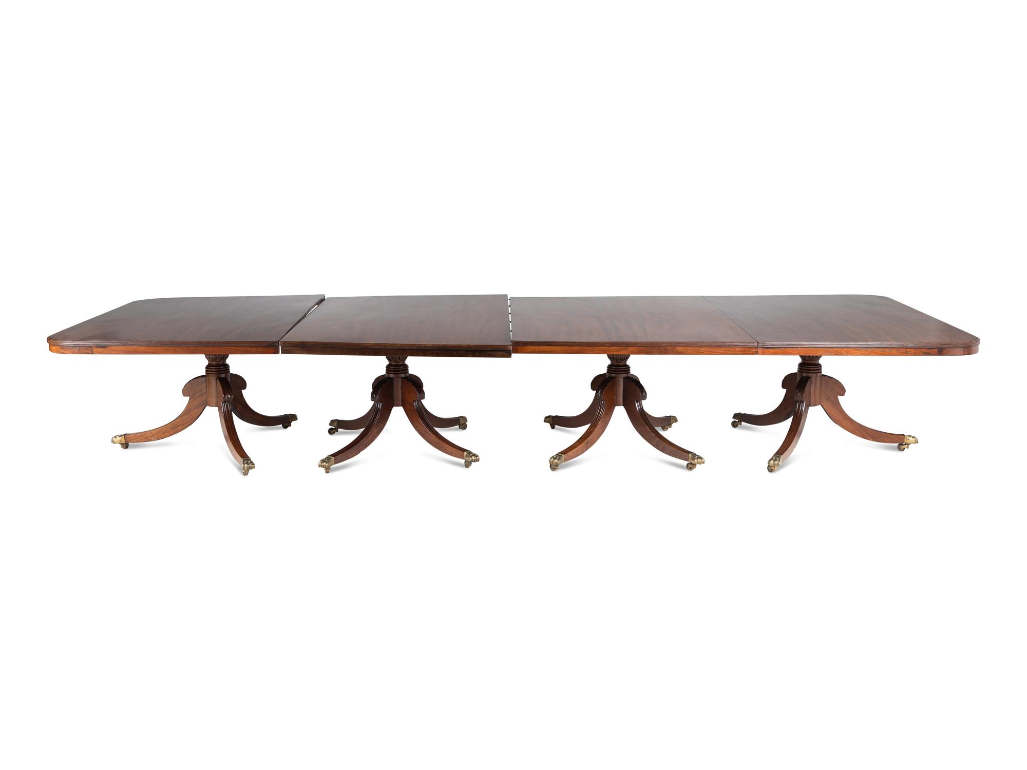 A Regency Style Mahogany Four-Pedestal Dining Table