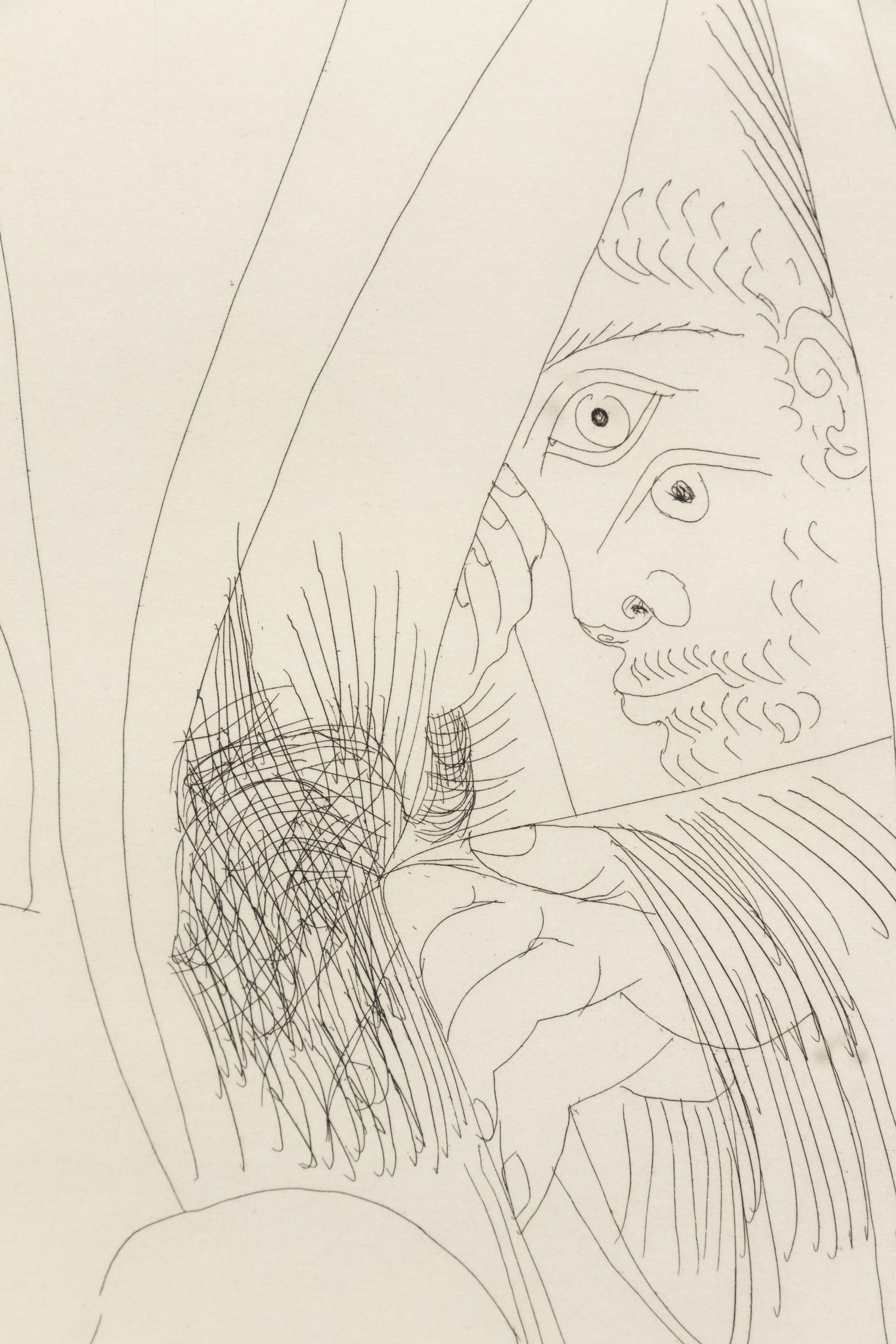 Raphaël et la Fornarina. V: Avec voyeur écartant le rideau (pl. 300 from the 347 Series)
