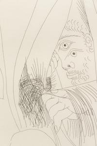 Raphaël et la Fornarina. V: Avec voyeur écartant le rideau (pl. 300 from the 347 Series)