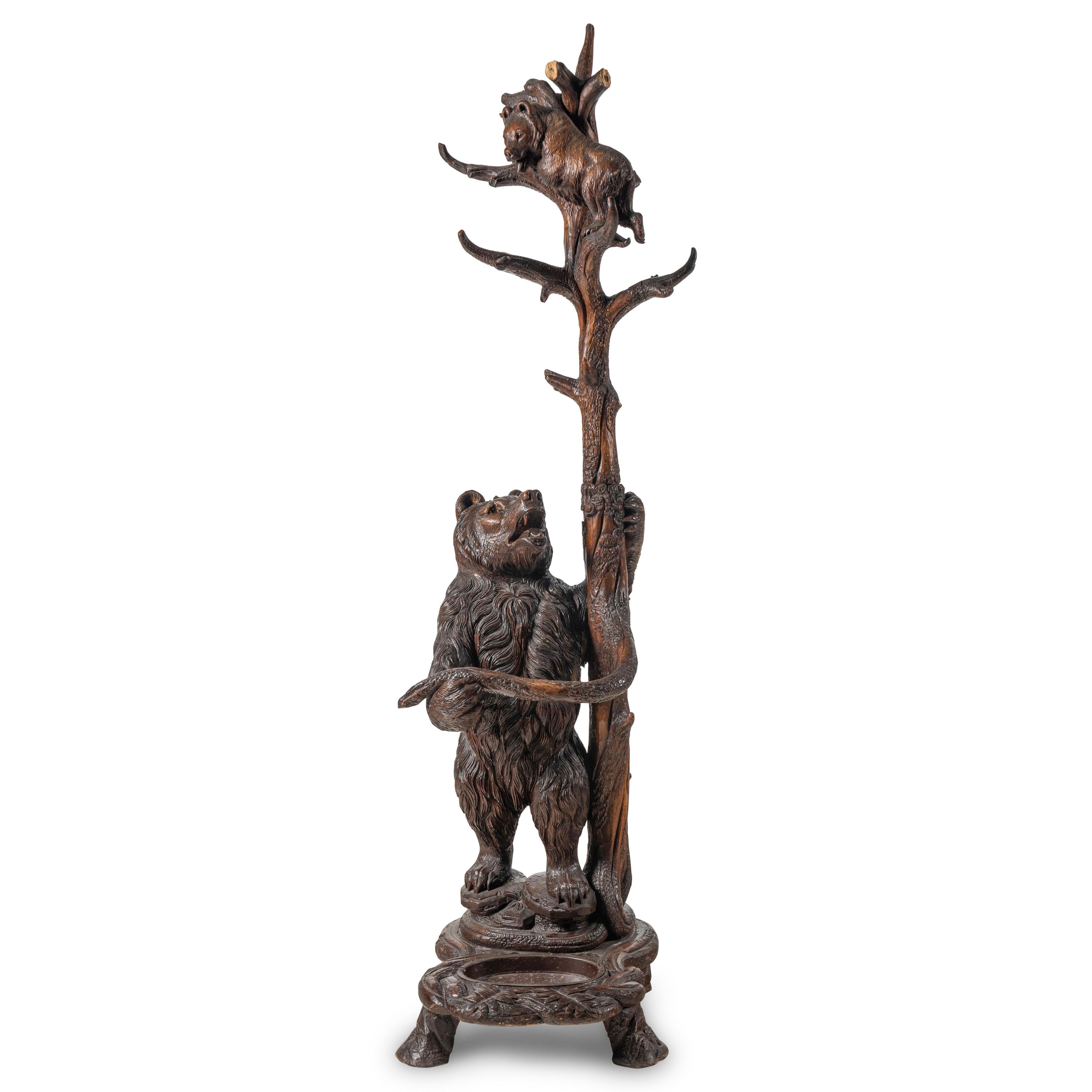 A "Black Forest" Carved Bear-Form Hall Tree