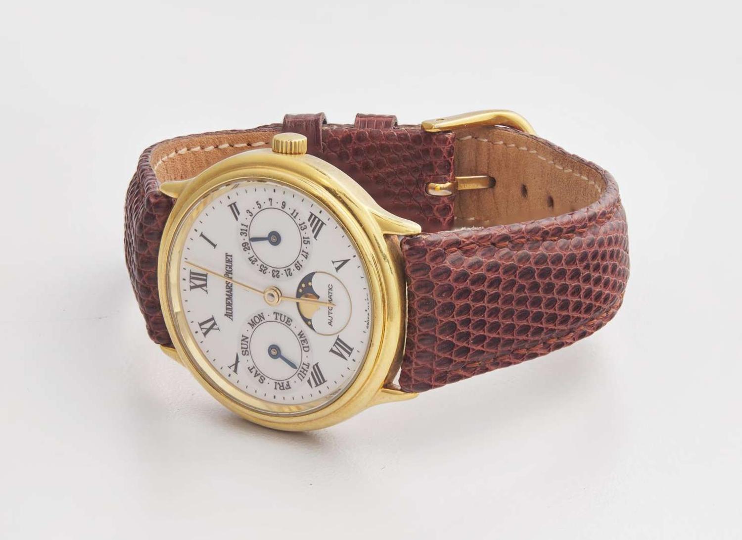 A Men's 18K Yellow Gold Audemars Piguet Moonphase Watch